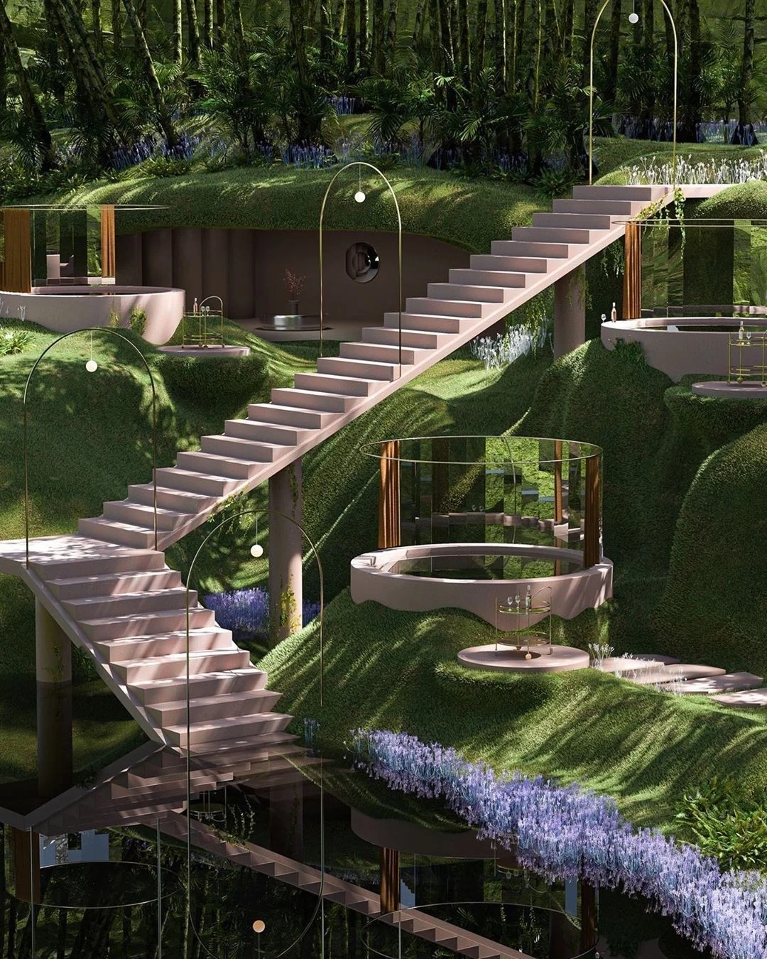 泰國粉紅網美飯店階梯超夢幻