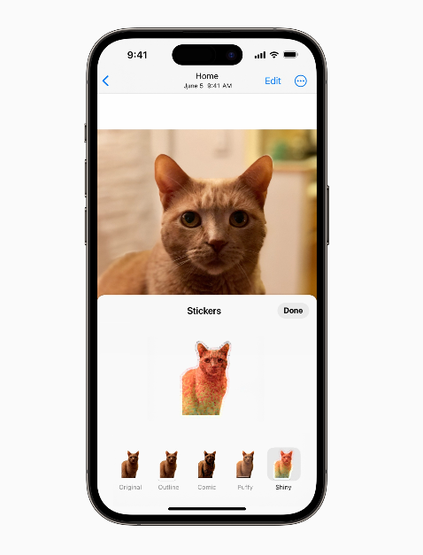 iOS 17將照片主體製作成「原況貼圖」
