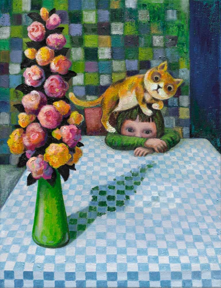 幾米，你在想我嗎，2023，油彩／畫布，65 x 50 cm