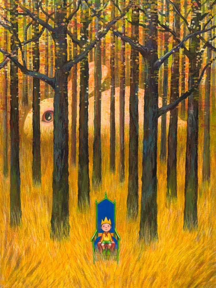 幾米，小王子的寶座-6，2022，壓克力顏料／紙，76 x 56 cm