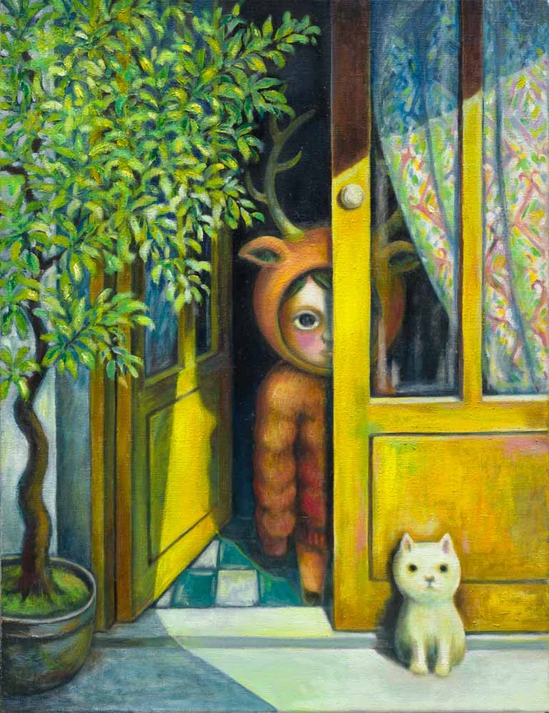 幾米，你在看我嗎，2022，油彩／畫布，65 x 50 cm