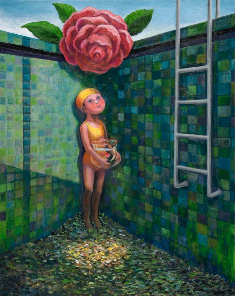 幾米，我和雨下了一場花，2023，油彩／畫布，91 x 72 cm