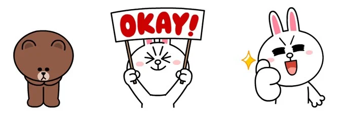 根據統計，最常傳送的貼圖前3名為LINE內建的「熊大兔兔」