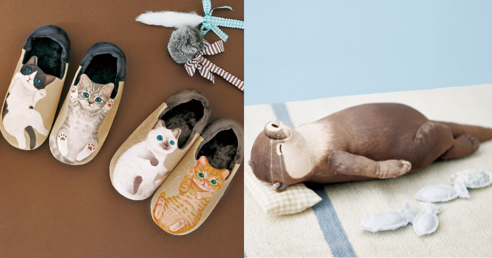 水獺化妝包、四腳朝天貓咪室內拖