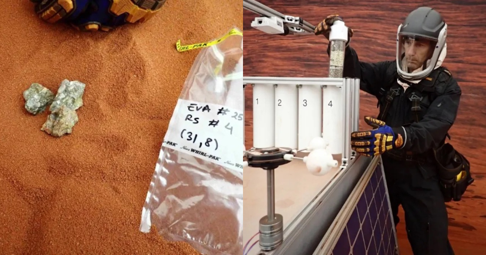 在模擬火星漫步期間收集的岩石樣本