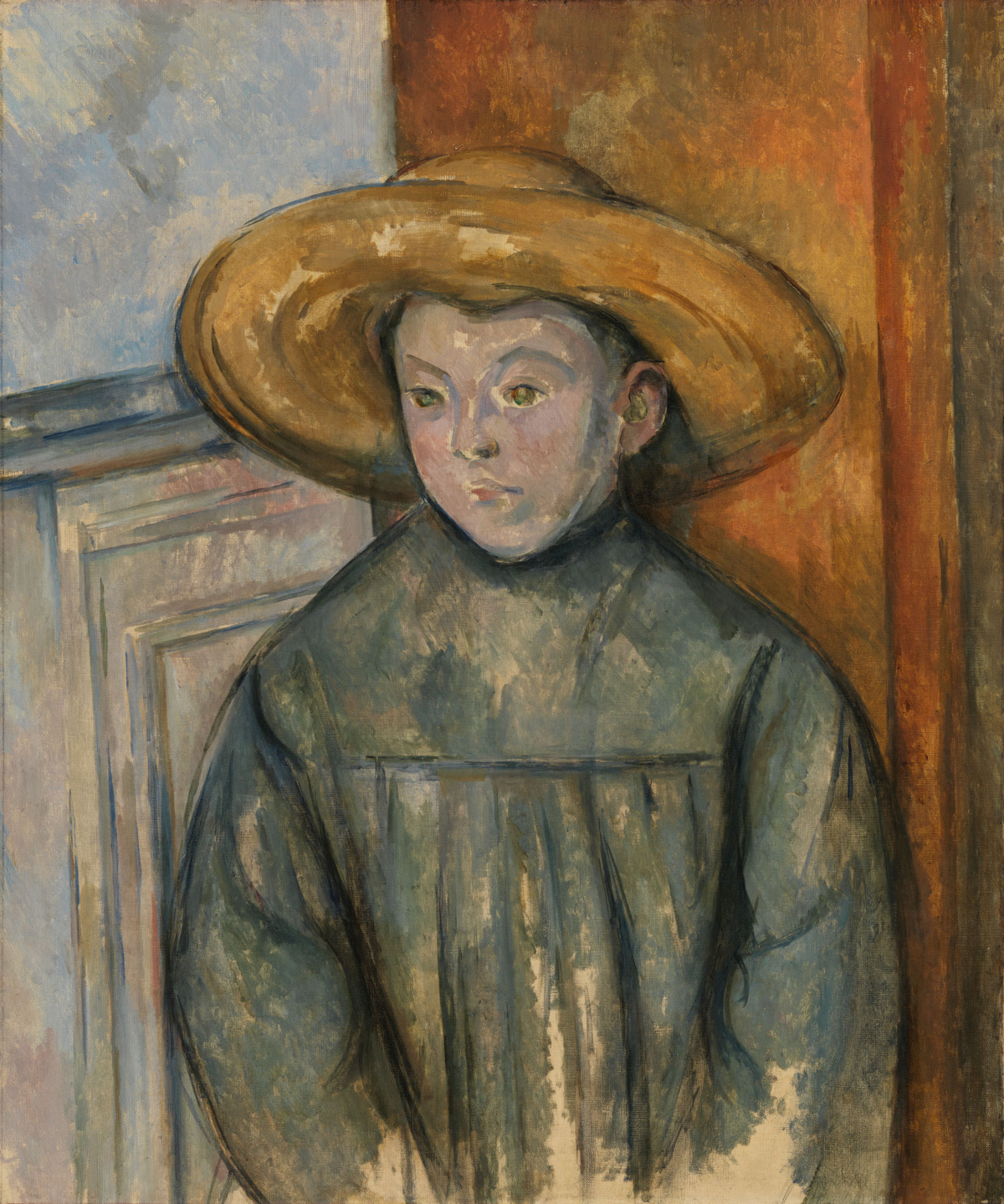 塞尚 (Paul Cézanne, 1839-1906),〈戴草帽的男孩〉